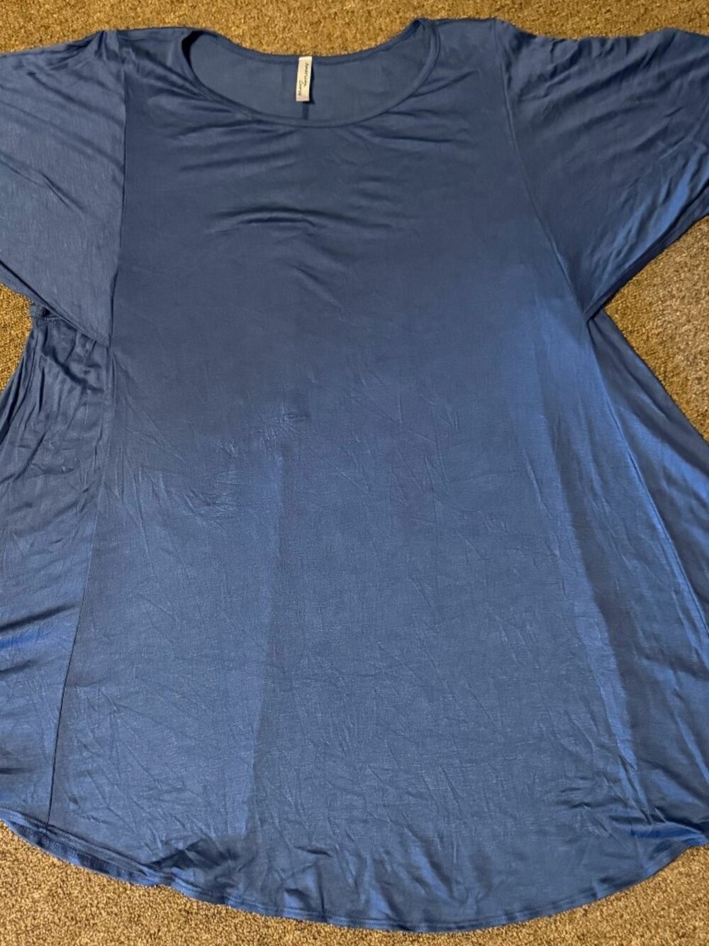 American Curvy Women's Blue Tunic Shirt Plus Size 3X New w/out Tags Flare Sleeve